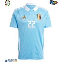 Moški Nogometni dresi Belgija Jeremy Doku #22 Gostujoči EP 2024 Kratek Rokav